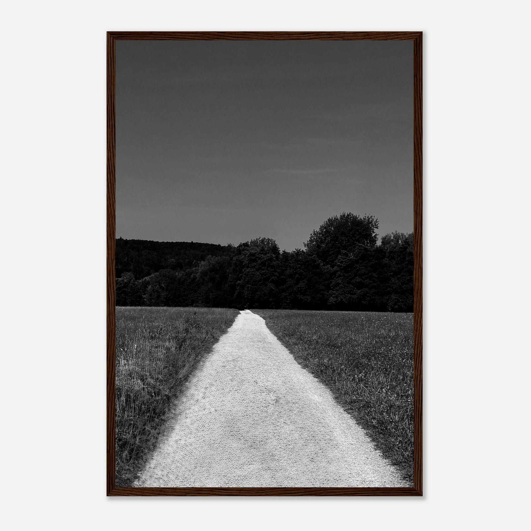 Black and white framed poster of a summer road scene, printed on semi-glossy paper, part of the Travel Collection by My Store.