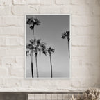 Premium wooden framed black and white California beach icons poster art, featuring a semi-glossy finish in studio edition.