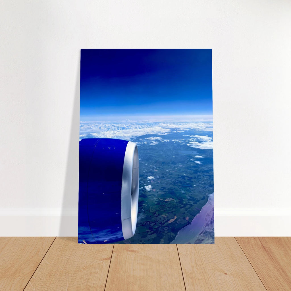 Aluminum print of a cross-Atlantic airplane turbine view, travel-themed artwork from My Store's Studio Edition collection.