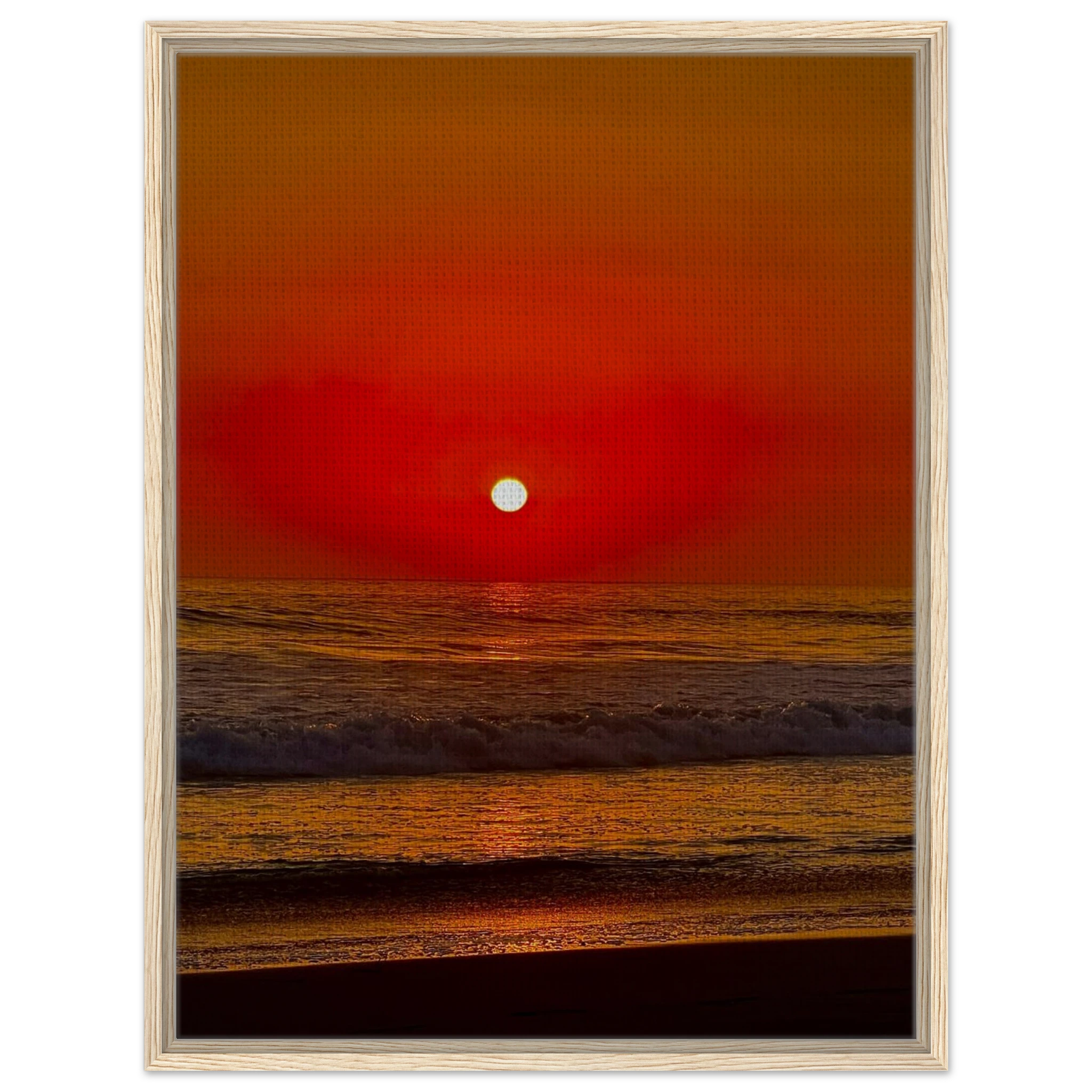 Californian Red Sunset Series 2/3 framed canvas print by CaliCuration featuring vivid red sunset hues and artistic studio edition design.