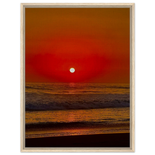 Californian Red Sunset Series 2/3 framed canvas print by CaliCuration featuring vivid red sunset hues and artistic studio edition design.