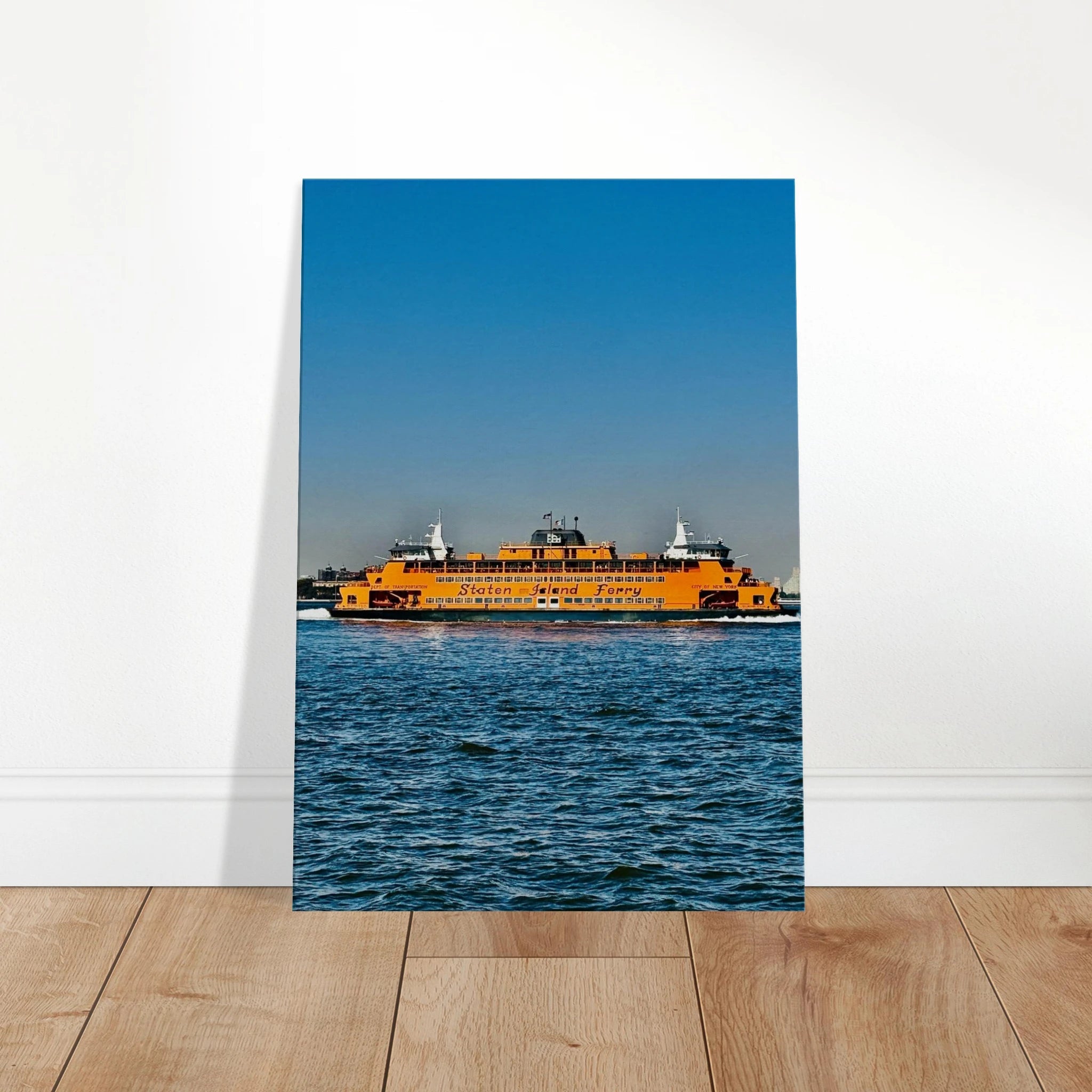 CaliCuration NYC Skyline canvas print featuring the Staten Island Ferry, part of the Travel Collection, studio edition artwork.