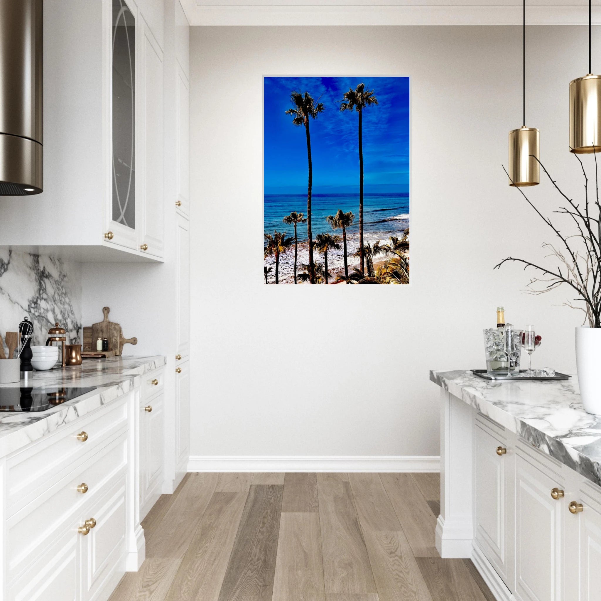 Malibu Palm Tree Family framed poster by CaliCuration, California art print featuring a spring 2026 Studio Edition design.