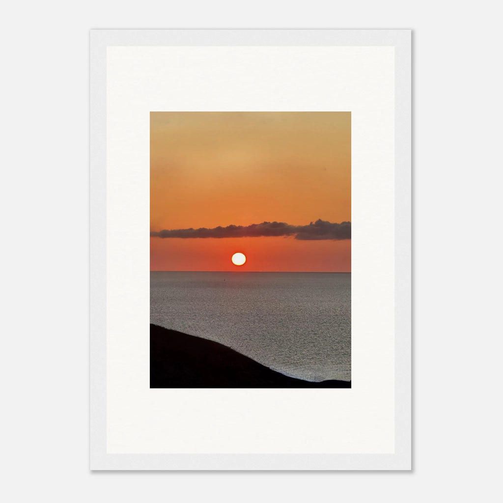Magical Mediterranean Sunset framed poster, vibrant wall art print from the Travel Collection, studio edition, suitable for any room.