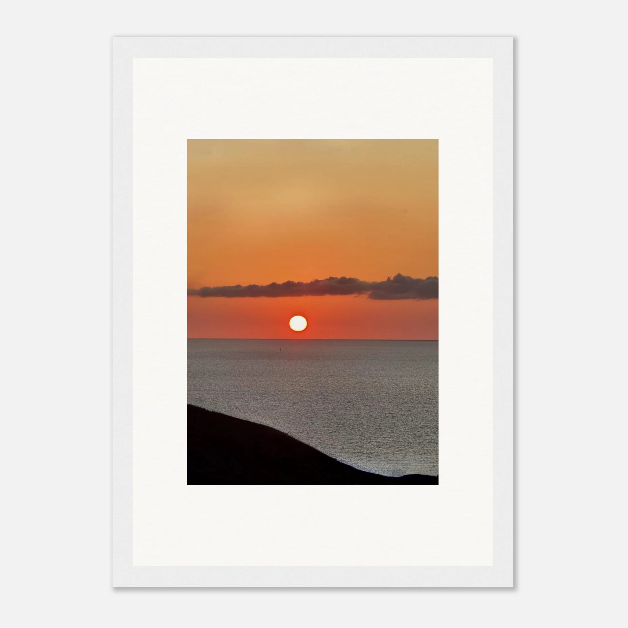 Magical Mediterranean Sunset framed poster, vibrant wall art print from the Travel Collection, studio edition, suitable for any room.