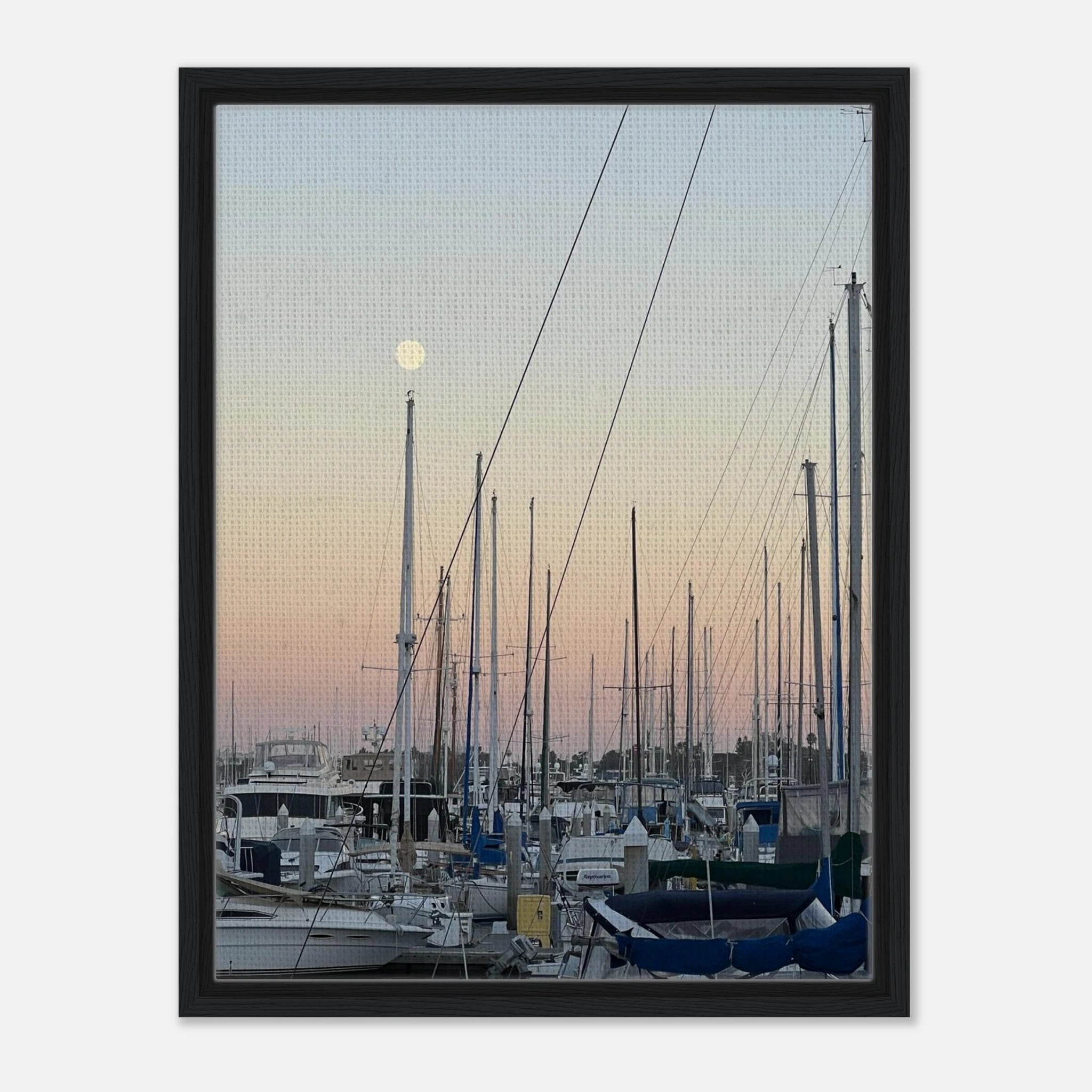 Framed canvas art print of Summer Evening Marina Del Rey, featuring nautical themes and chic tones, by California Canvas Studio Edition.