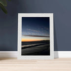 Premium wooden framed poster of a vibrant SoCal fall sunset artwork, home décor California poster art, studio edition.