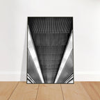 Black and white framed print of London Tube escalator abstract artwork from the Travel Collection by My Store.