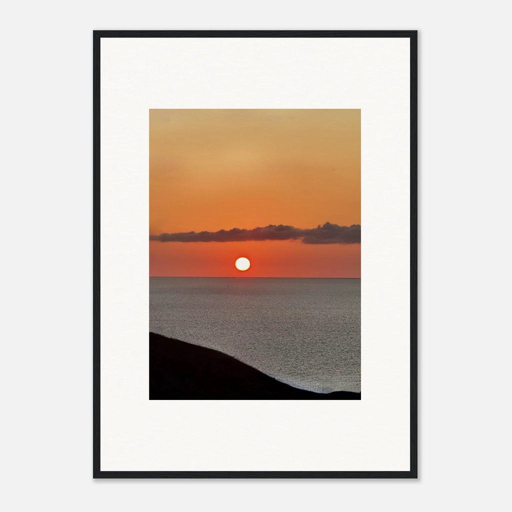 Vibrant Mediterranean sunset framed poster print from My Store's travel collection, featuring colorful sunset scenery for wall decor.