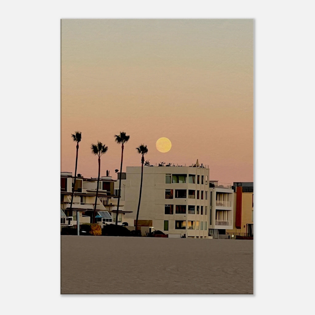 Moody Venice Beach canvas wall art print featuring SoCal beach scene with vibrant colors and artistic details.