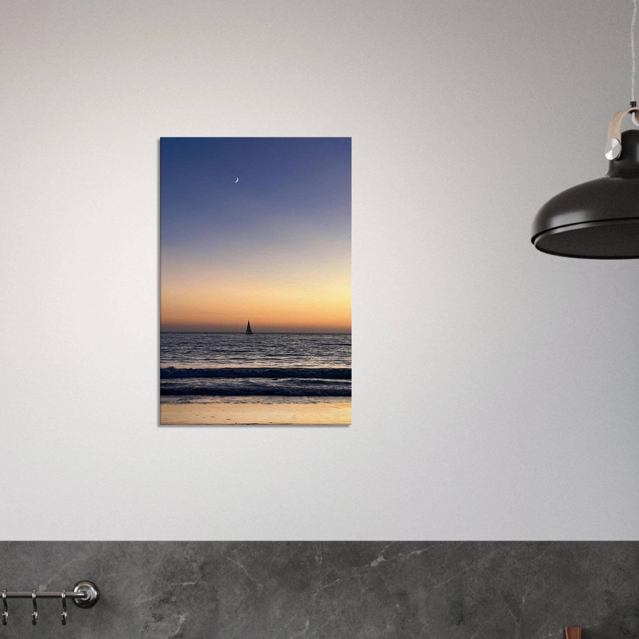 SoCal Fall Sunset canvas print by My Store showcasing a vibrant sunset over California with new moon and magical vibes in studio edition.