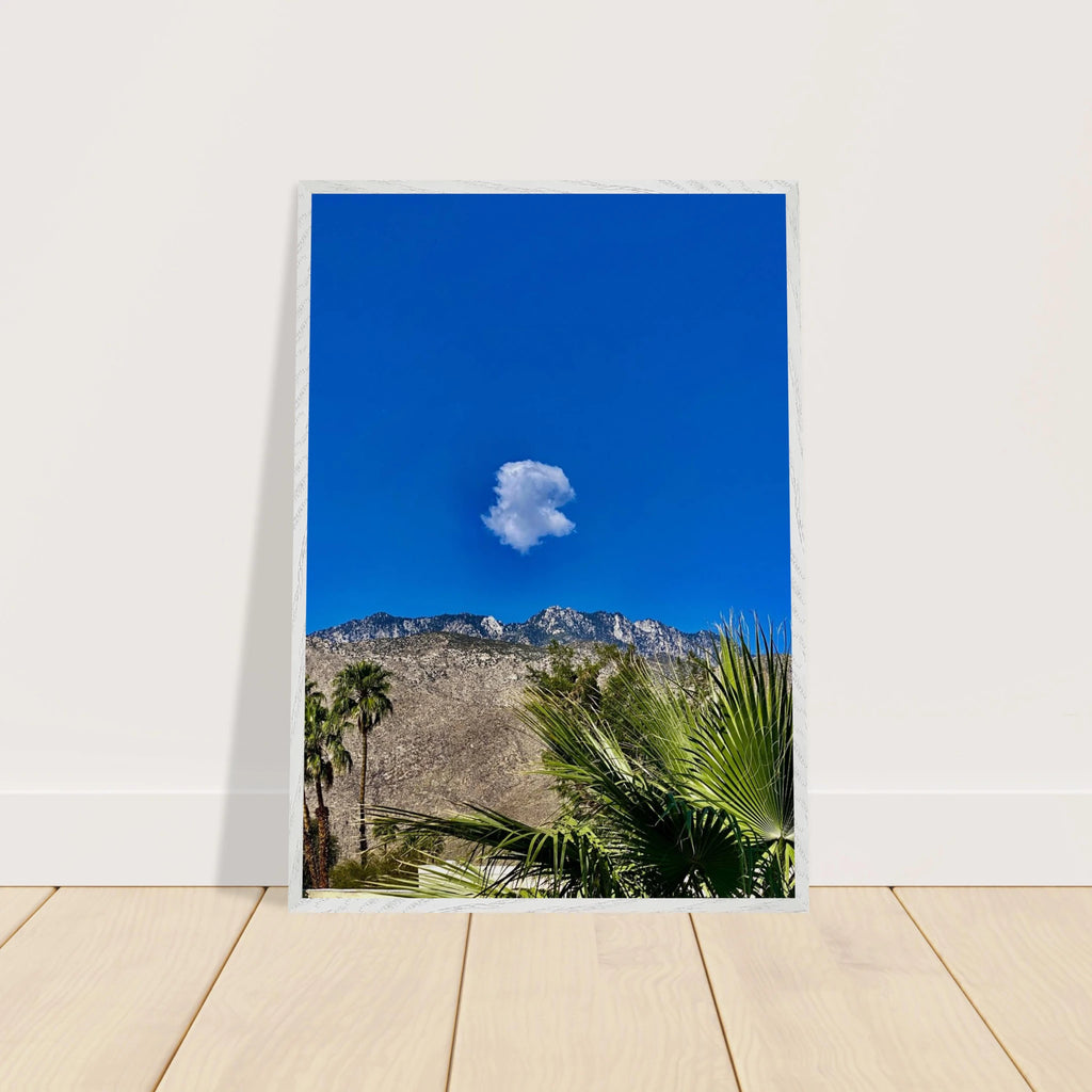 Palm Springs cloud mounted wooden framed poster featuring California landscape art, perfect for stylish home decor.