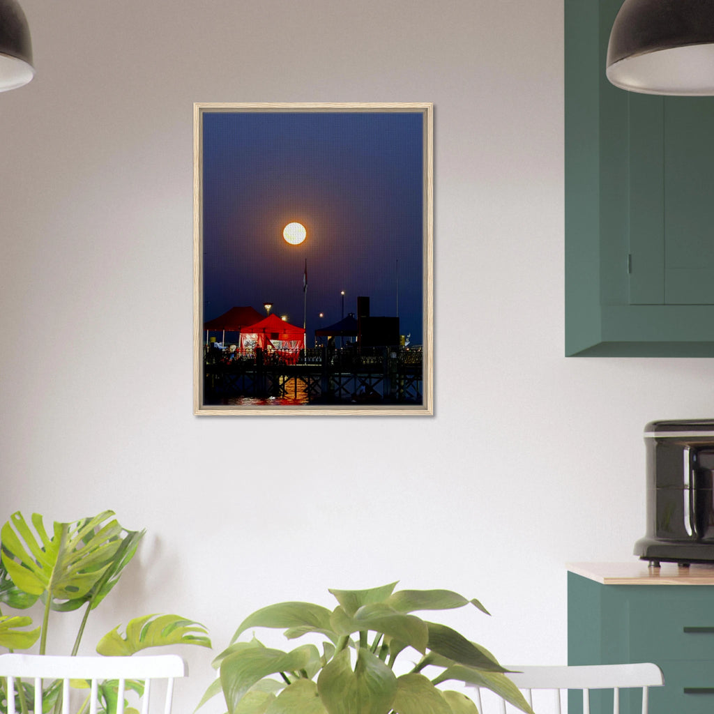 Mystical Fall Full Moon wooden framed canvas print from CaliCuration's Travel Collection, Studio Edition Spring 2026 featuring autumn scenery.