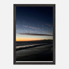 Premium wooden framed poster of a vibrant SoCal fall sunset, featuring California landscape artwork for stylish home decor.
