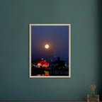 Mystical Fall Full Moon canvas print from CaliCuration's Travel Collection Studio Edition featuring a spring-themed wooden frame.