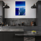 Aluminum print of an airplane turbine with a cross-Atlantic view, part of the travel collection, studio edition artwork.