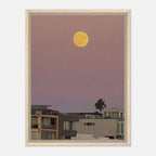 Beach moon wall art print on framed canvas featuring a moody harvest moon scene, California Canvas Studio Edition.