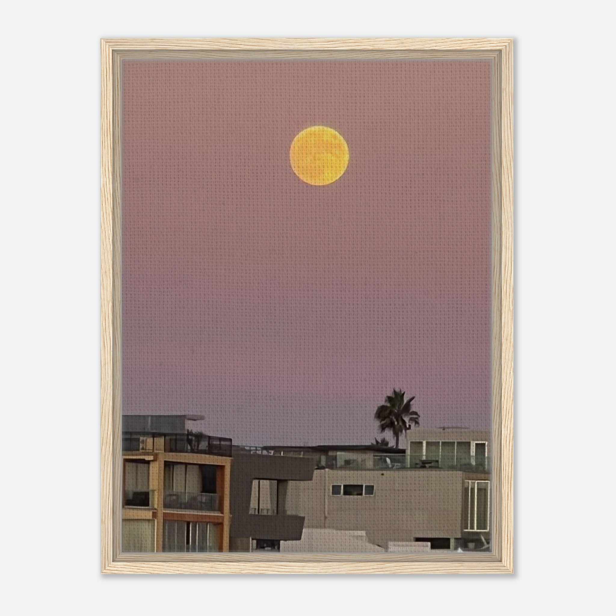 Harvest Moon art print featuring beach moody wall art on framed canvas, California Canvas studio edition by My Store.