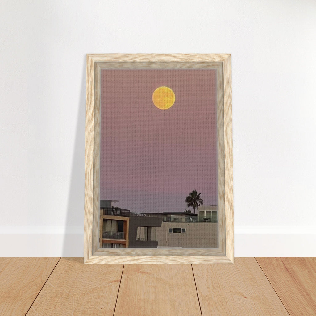 Harvest Moon art print by California Canvas, featuring moody beach-themed wall art on framed canvas for coastal home decor.