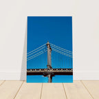 Sunny Winter Day canvas print of Manhattan Bridge NYC travel art, featuring vibrant winter scenery and urban skyline details.