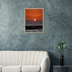 Wooden framed canvas print of California Red Sunset Series 4/4 by CaliCuration, featuring vibrant red sunset hues.