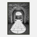 Black and white aluminum framed poster of Summer Light and Shadows art from the Cotswolds Estate Travel Collection, Studio Edition.