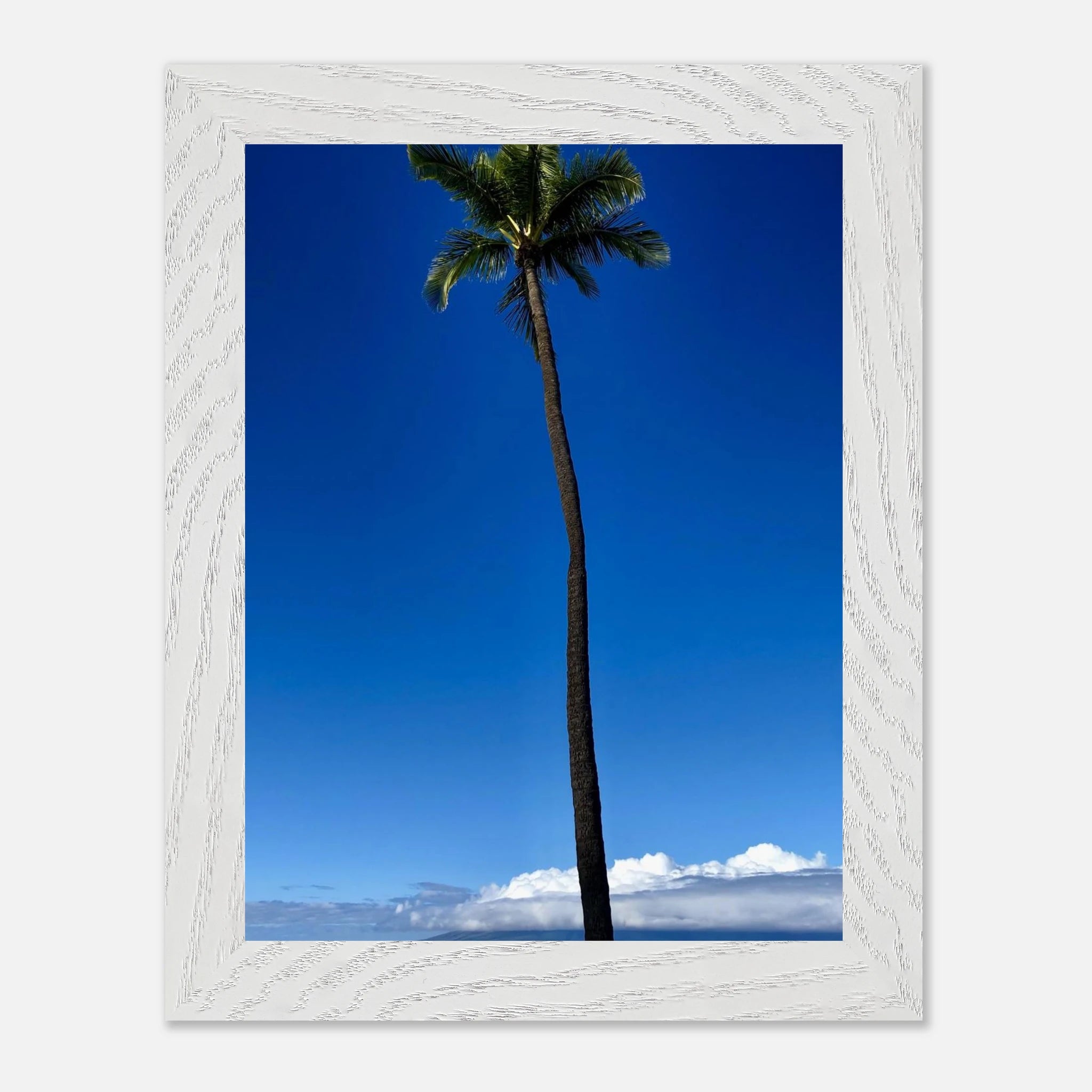 Hawaii Majestic Palm Tree Maui framed poster from CaliCuration's travel collection, featuring vibrant Maui island scenery.