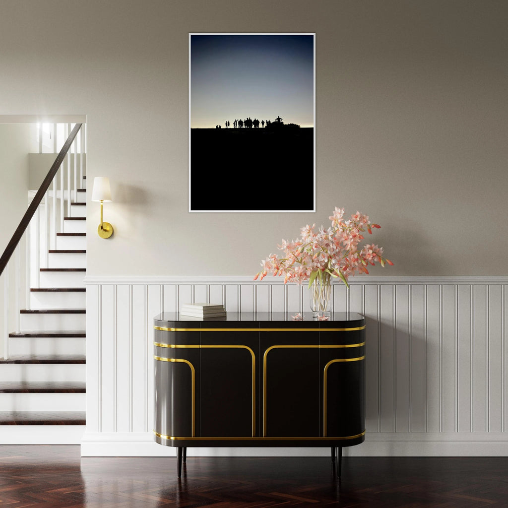 Black and white framed poster of Hollywood Hills city lights print from My Store's California art series.