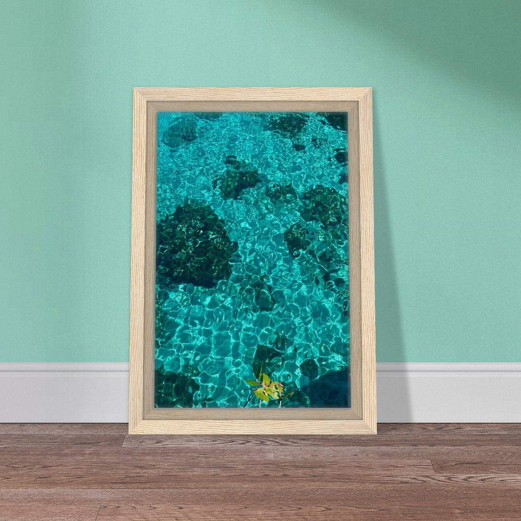 Framed tropical summer coastal artwork print from the Travel Collection, featuring vibrant and natural beach scenery on canvas.