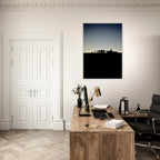 Black and white framed poster of Hollywood Hills city lights, California art print from the Summer Hike series by My Store.