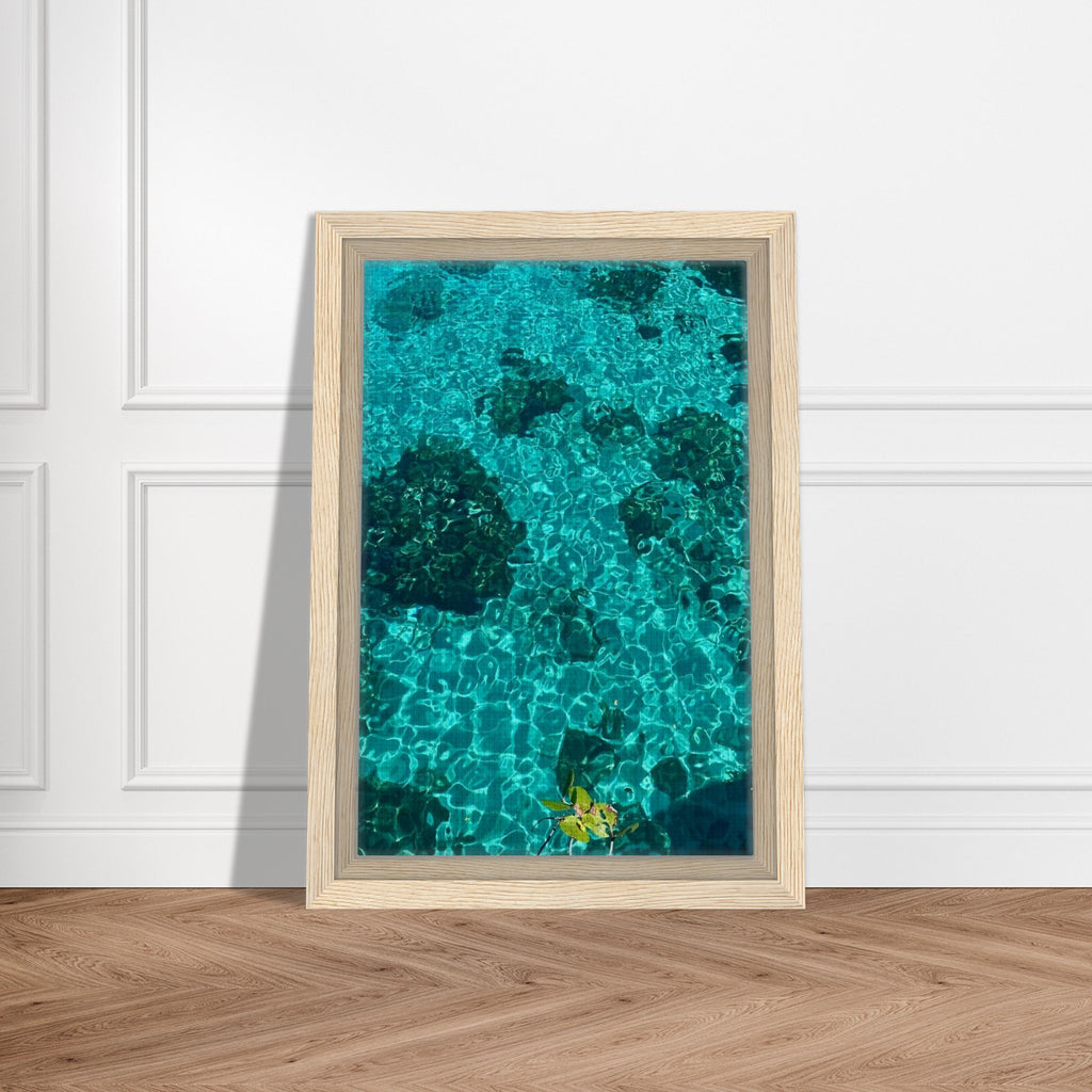 Vibrant tropical summer coastal artwork print in a framed canvas, natural beach scene from the travel collection.
