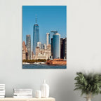 NYC skyline canvas print featuring the World Trade Center and Staten Island Ferry, part of the Travel Collection, Studio Edition.