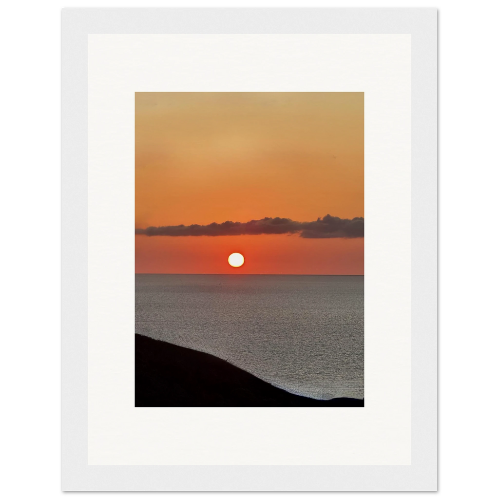 Vibrant Mediterranean Sunset framed art print by My Store, featuring warm sunset colors and scenic coastal view for wall decor.