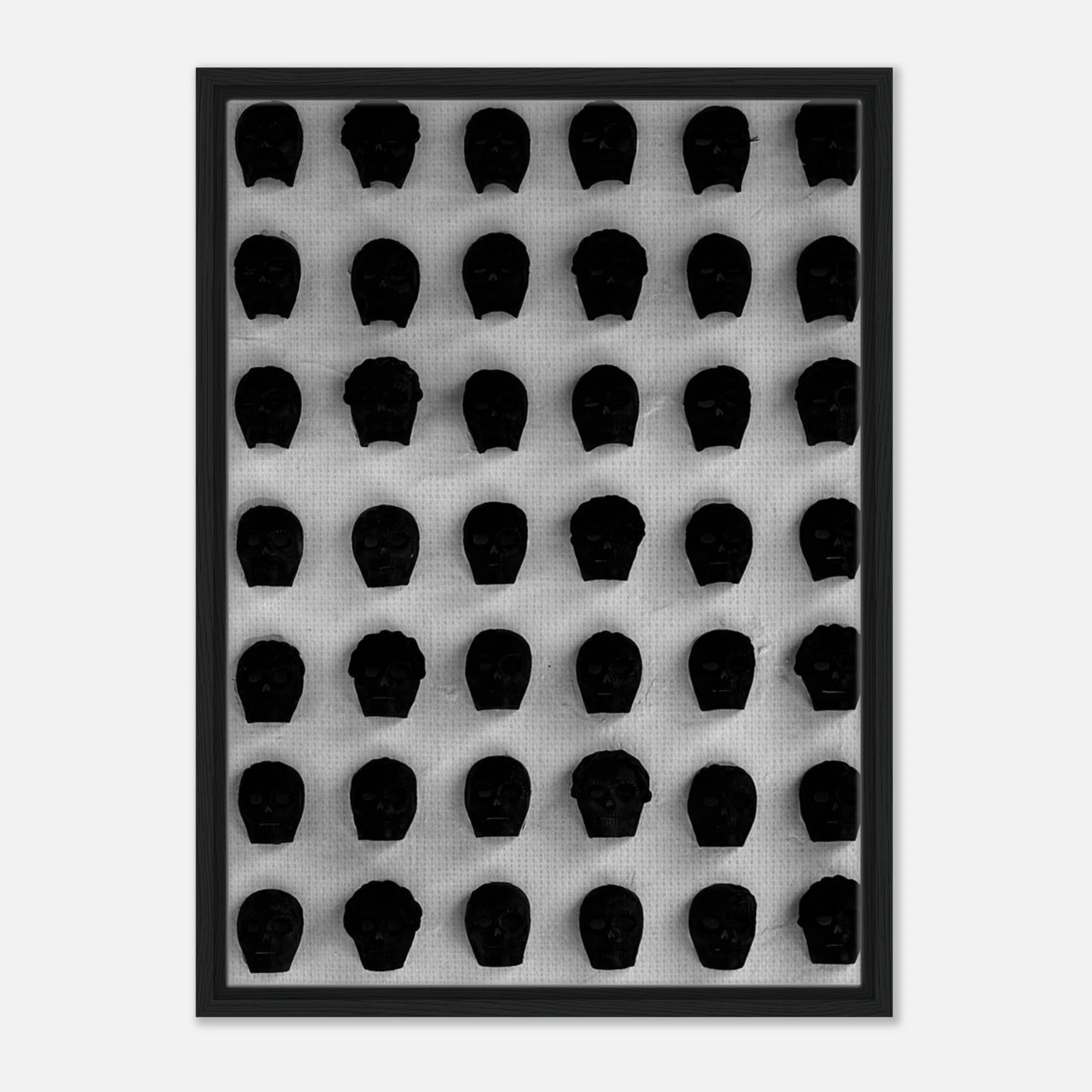 Black and white monochrome skull grid canvas print, minimalist abstract wall art for modern interior decor by My Store.