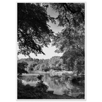Black and white framed print of a summer lake scene in Upstate NY from the Studio Edition Travel Collection.