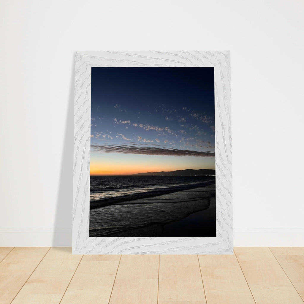 Premium wooden framed SoCal fall sunset poster with vibrant California artwork, ideal for home decor, mounted in a semi-glossy finish.