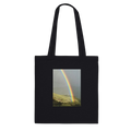 Colorful rainbow print cotton tote bag with summer vibes design, eco-friendly and spacious, perfect for casual outings and adventures.