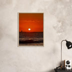 California Red Sunset Series 1/3 framed canvas print by CaliCuration featuring vibrant red hues in a captivating sunset scene.