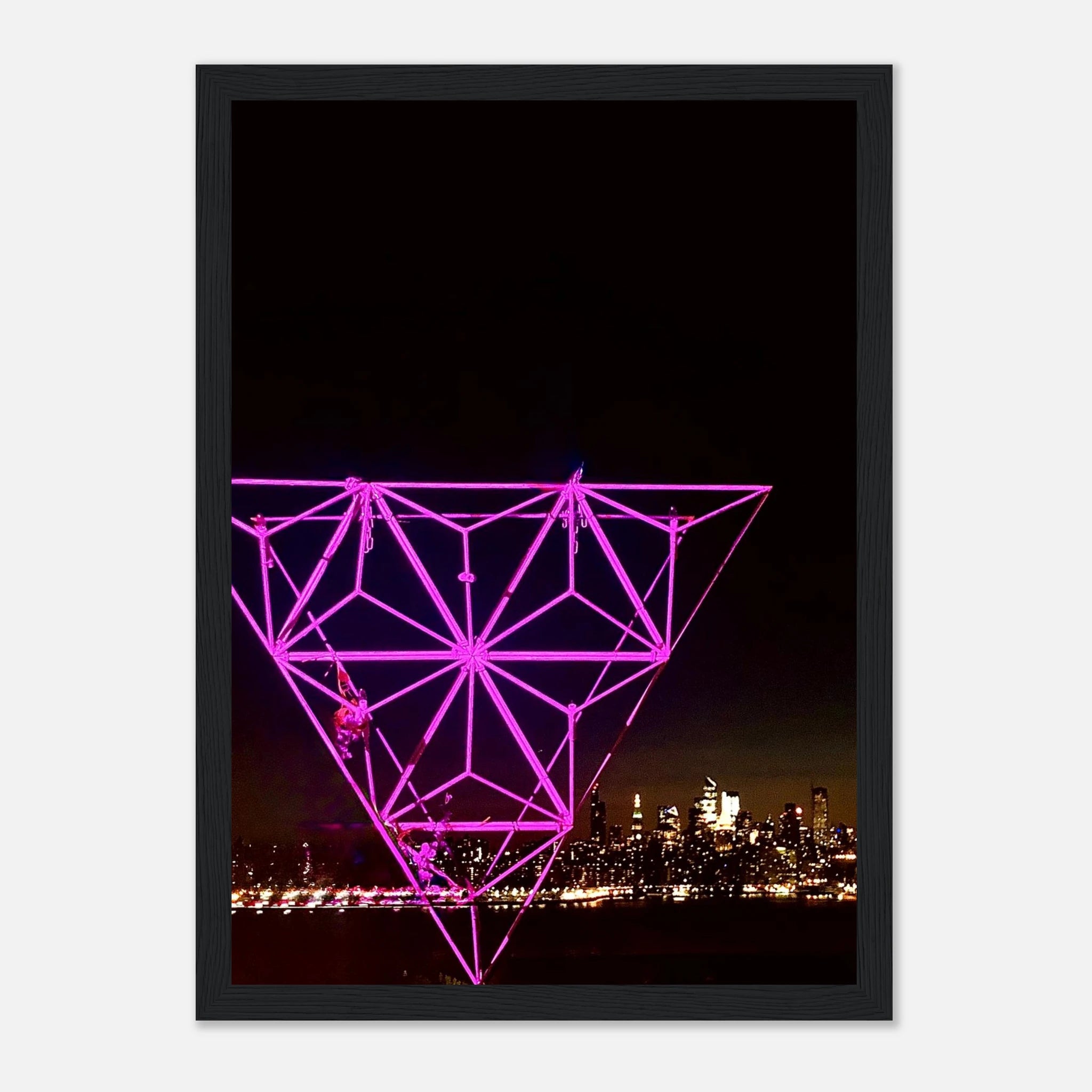 Framed print of New York City holiday art installation featuring a Manhattan night view with Empire State Building, from My Store Travel Collection.