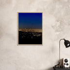 Premium wooden framed canvas print of Los Angeles Downtown Nightglow, elegant home wall art, California Studio Edition.