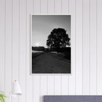 Mounted wooden framed poster of a black and white summer scene in the English Cotswolds, part of the Studio Edition travel collection.