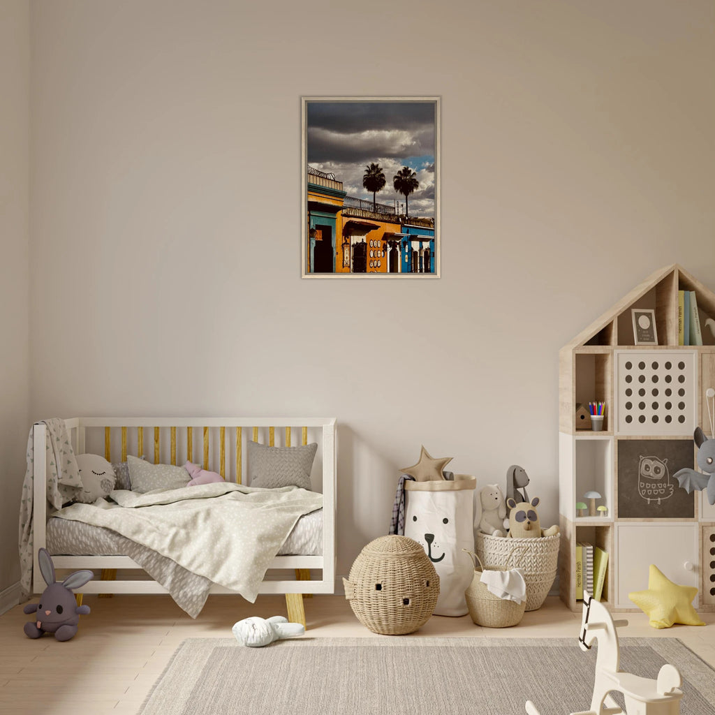 Framed canvas print of two palm trees in Oaxaca, Mexico, from CaliCuration's Spring 2026 travel collection artwork.