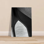 Black and white abstract canvas print of NYC Hudson River pier with high heels in water, from My Store's Travel Collection art series.