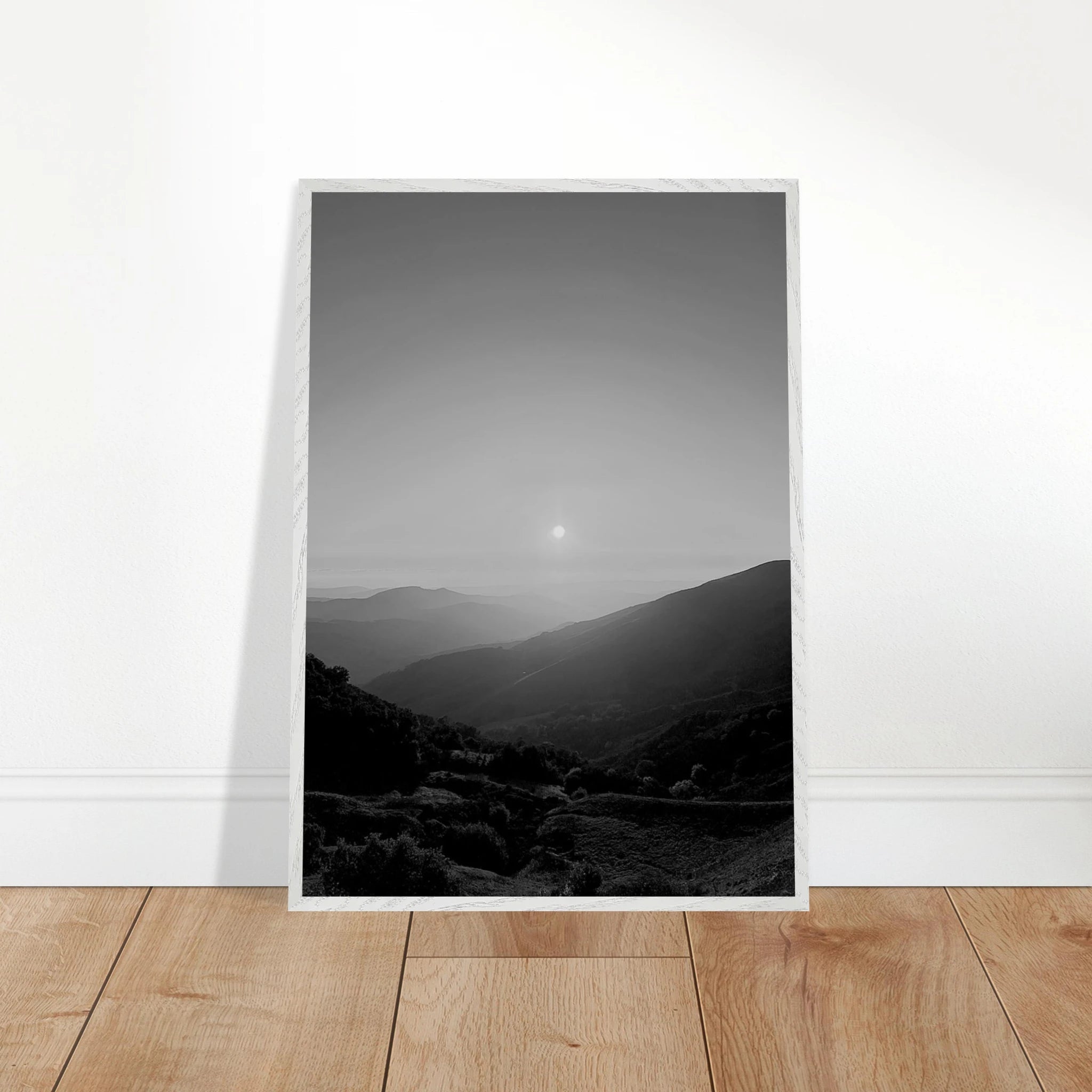 Black and white mounted framed poster of California Central Coast sunset from the Studio Edition travel collection.