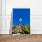 Palm Springs cloud mounted wooden framed poster featuring California desert landscape, perfect as stylish home decor.