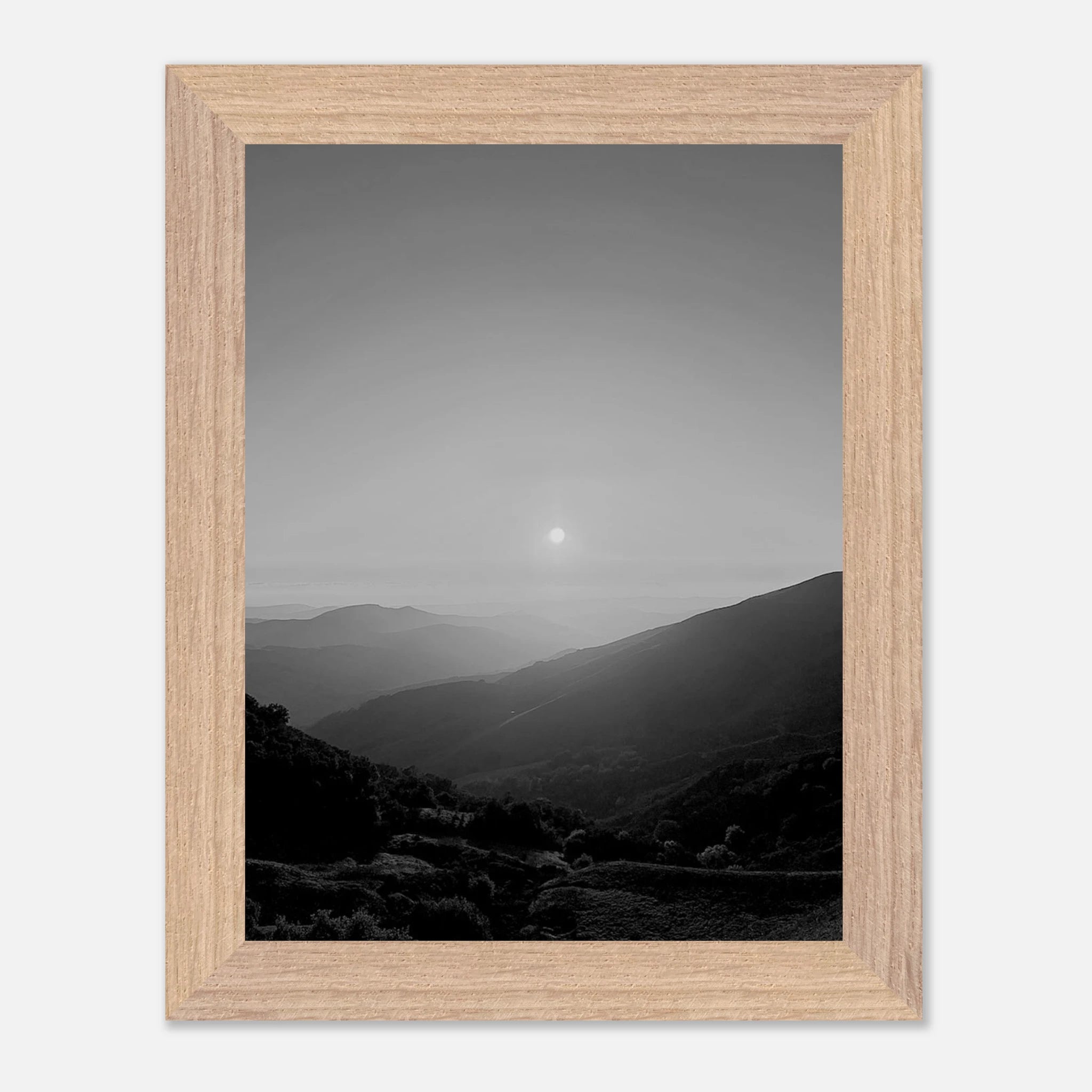 Black and white mounted framed poster of California Central Coast sunset, part of the Studio Edition travel collection.