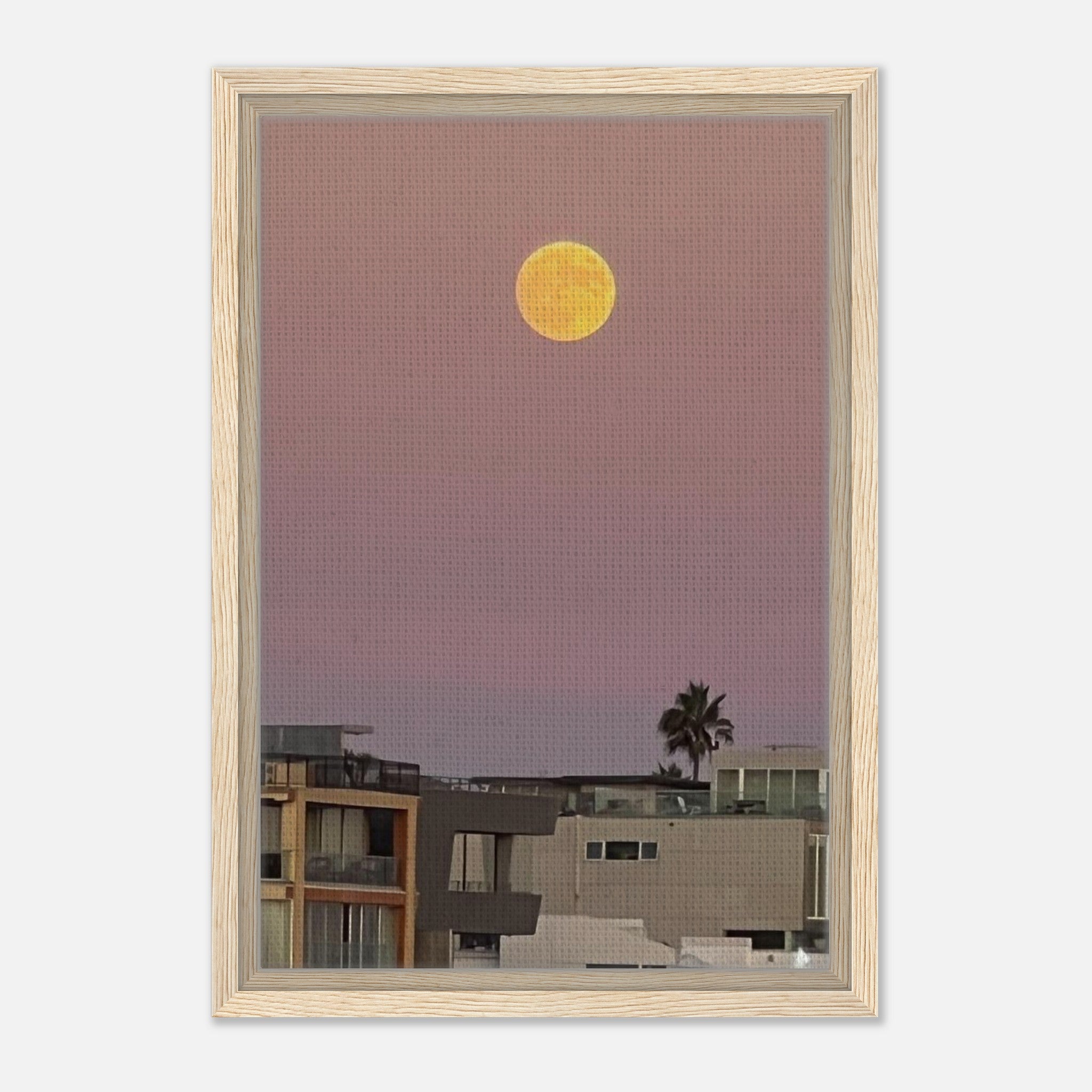 California Canvas Studio Edition moon wall art print featuring a moody beach scene on framed canvas.