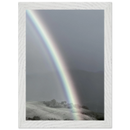 Black and white mounted framed poster of a rainbow after a summer storm from the California Central Coast travel collection, studio edition.
