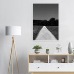 Black and white framed poster of a summer road scene from the Travel Collection, printed on premium semi-glossy paper.