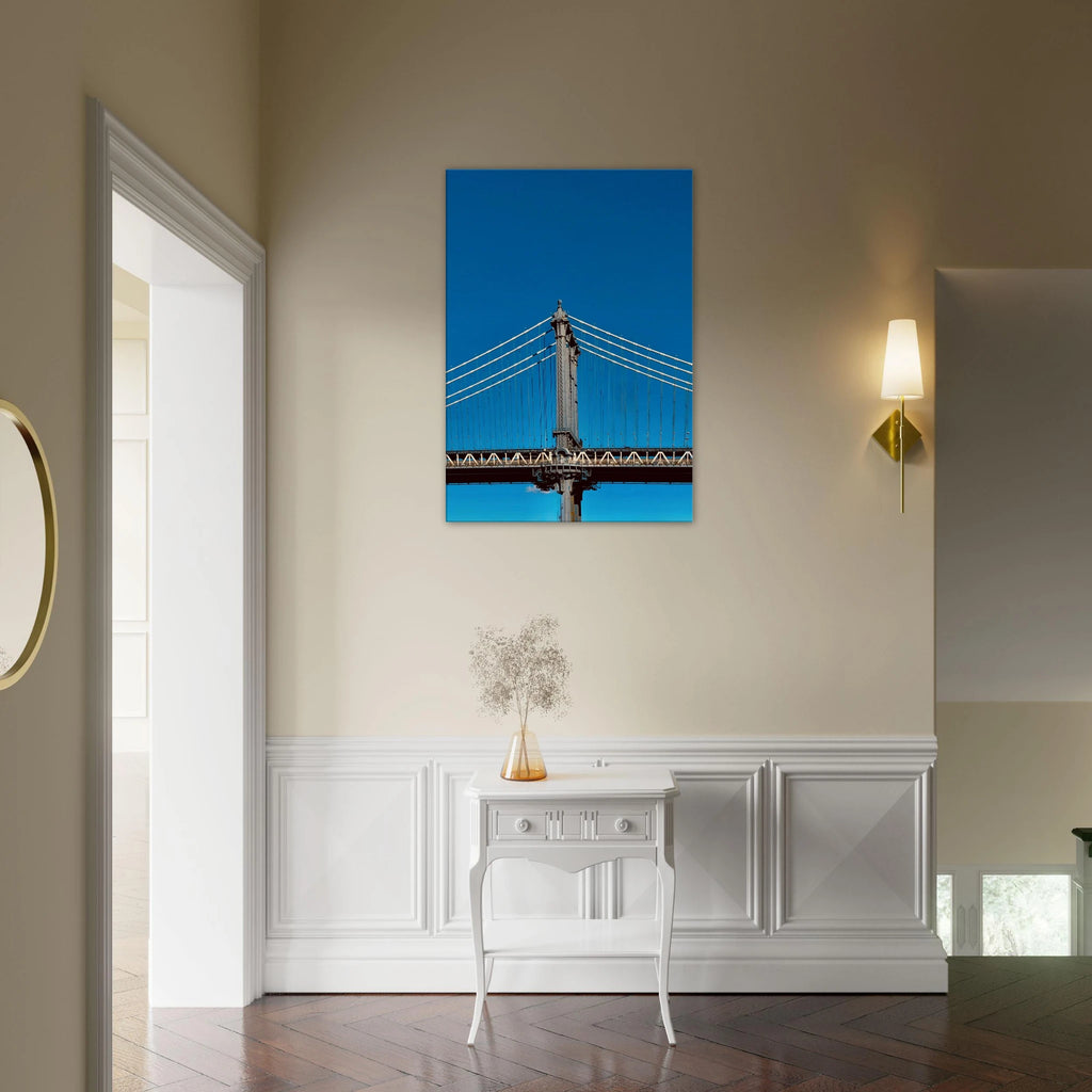 Sunny Winter Day canvas print of Manhattan Bridge NYC artwork from My Store's Travel Collection, studio edition, holiday 25.